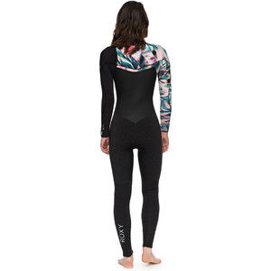 2018 Roxy Womens Performance 4 / 3mm Brust-Reiverschluss-Neoprenanzug SCHWARZ ERJW103032